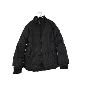 Justice Girls Black Puffer Jacket Sherpa Lined Winter Coat Size 10 M Warm